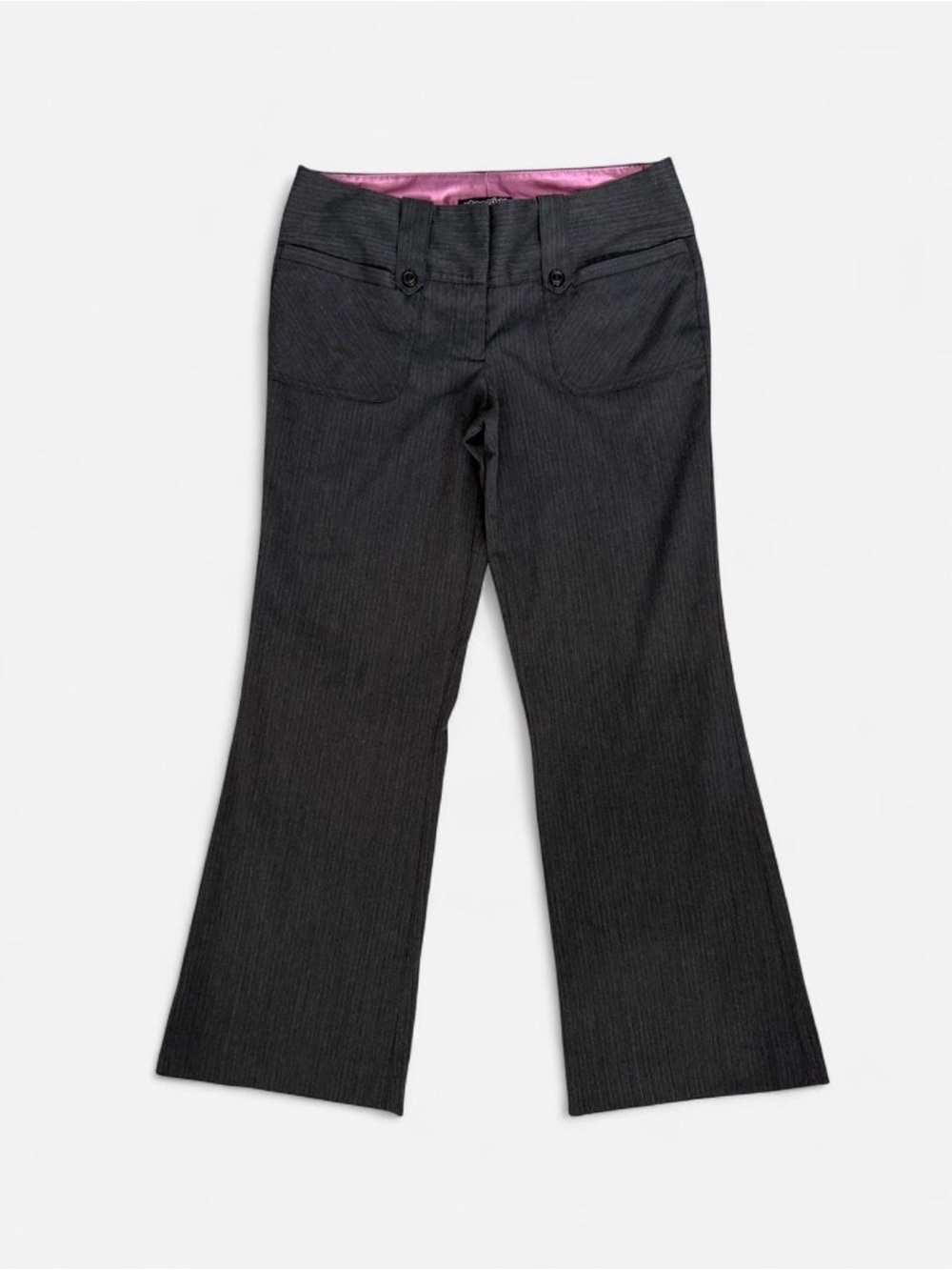Gray Pinstripe Wide-Leg Pants